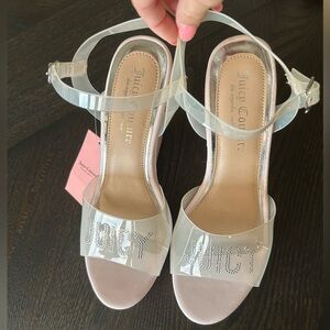 Juicy Couture Women's Transparent Sandals with Rhinestones